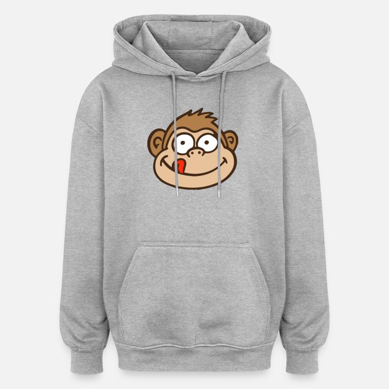 Affe - Oversized Unisex Hoodie - Grau meliert
