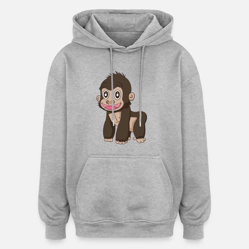 Süsser Affe - Oversized Unisex Hoodie - Grau meliert