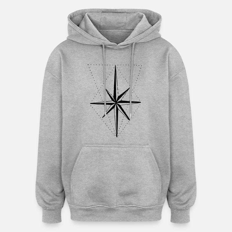 Kompass - Oversized Unisex Hoodie - Grau meliert