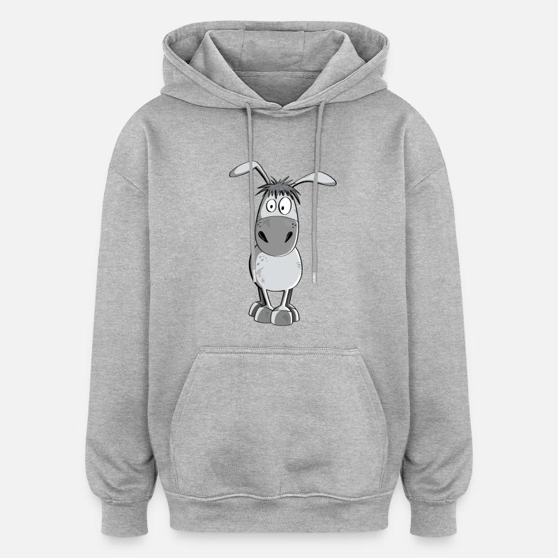 Funny Grey Donkey - Animaux - Comic - Sweat à capuche oversize unisexe - gris chiné