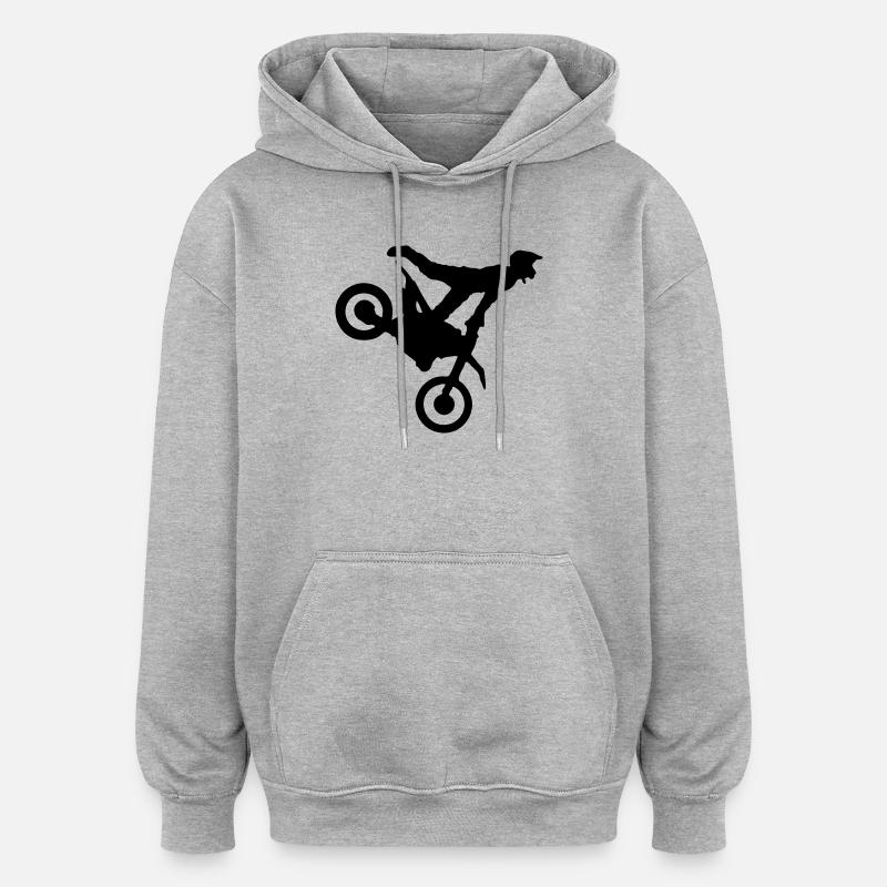 moto cross - Sweat à capuche oversize unisexe - gris chiné