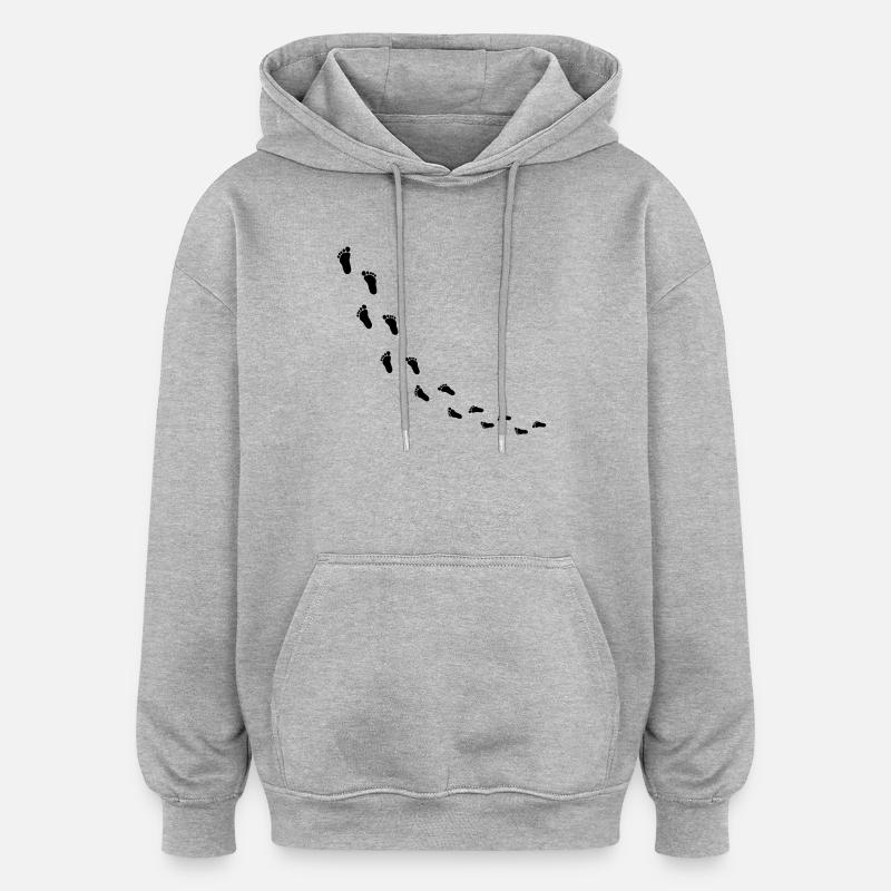 fussabdruecke_kommt - Oversized Unisex Hoodie - Grau meliert