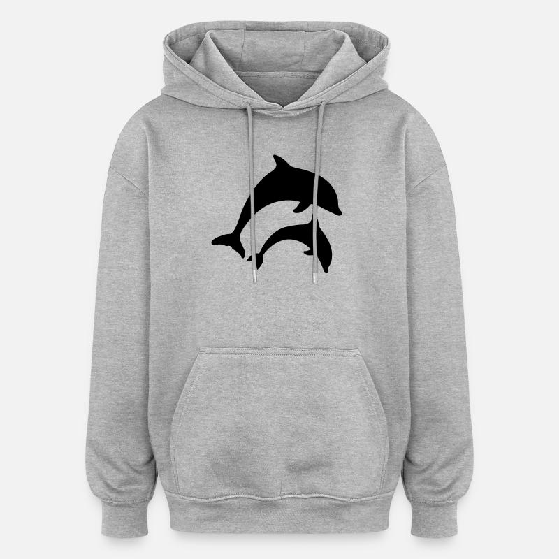 dolphins - Oversized Unisex Hoodie - heather grey