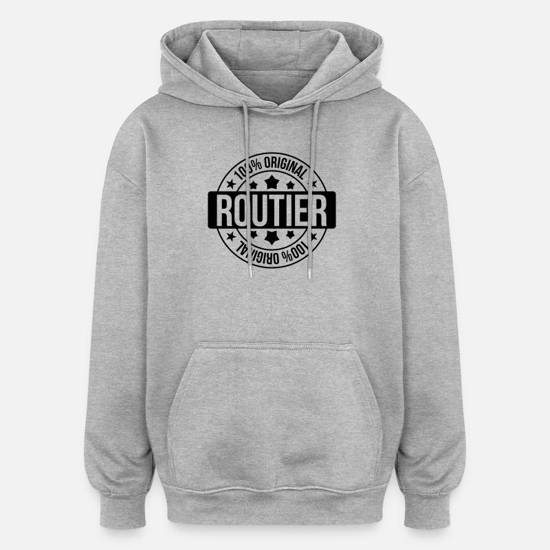 Routier - Sweat à capuche oversize unisexe - gris chiné