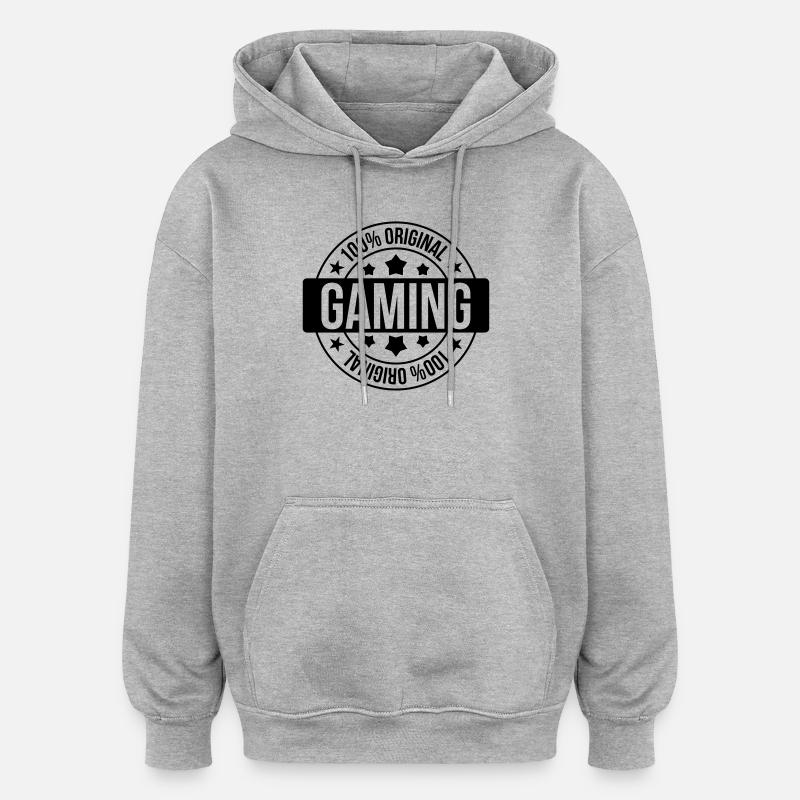 Gamer / Gaming - Sweat à capuche oversize unisexe - gris chiné
