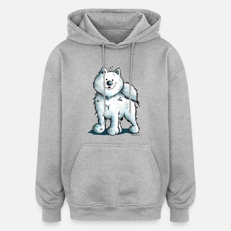 Søde Samojedhund - Oversize unisex hoodie - grå meleret