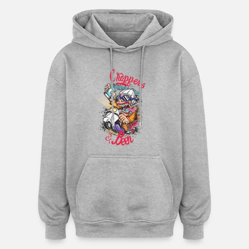 Les hélicos Équipe Scooter Singe - Sweat à capuche oversize unisexe - gris chiné