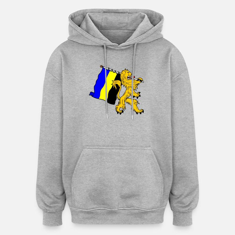 Lion avec drapeau Gelderland - Sweat à capuche oversize unisexe - gris chiné