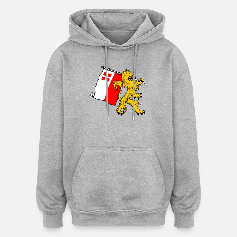 Lion avec drapeau Utrecht Utrecht drapeau - Sweat à capuche oversize unisexe - gris chiné