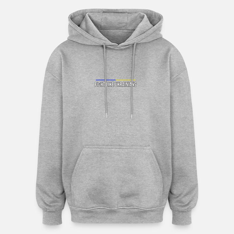 Bannière Fight Like Ukrainians - Sweat à capuche oversize unisexe - gris chiné
