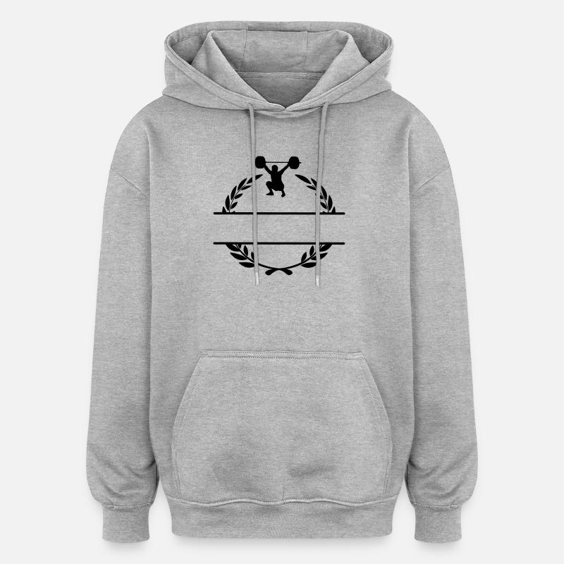 Weight lifter in laurel wreath - Oversized Unisex Hoodie - heather grey
