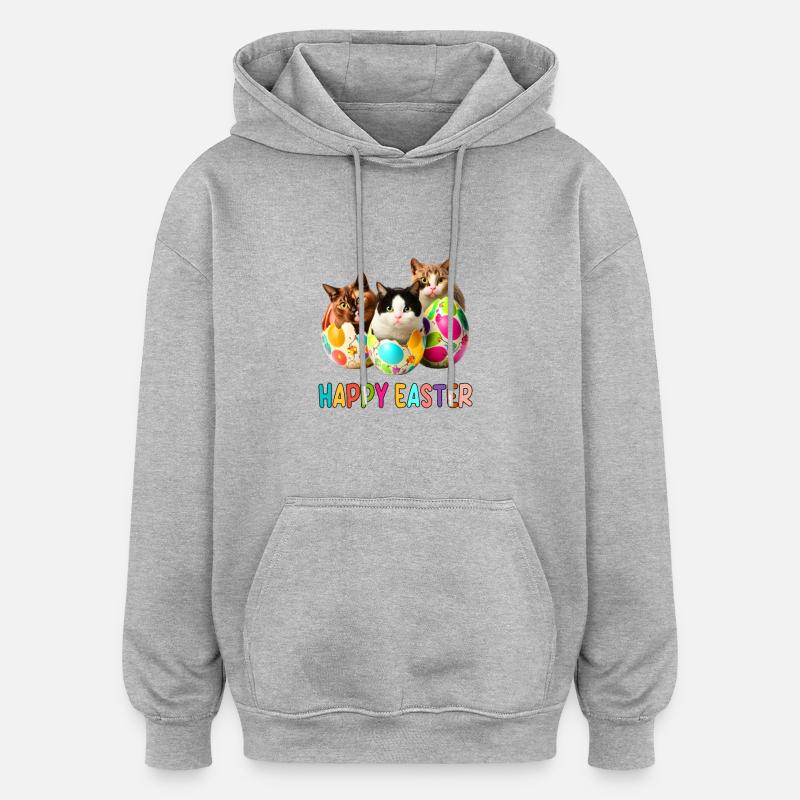Kittens and Easter Eggs Parade - Oversized Unisex Hoodie - heather grey