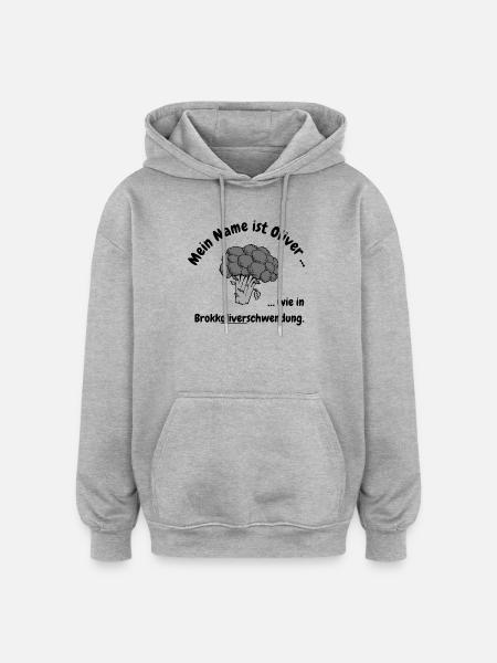 Brokkoliverschwendung - Oversized Unisex Hoodie - Grau meliert