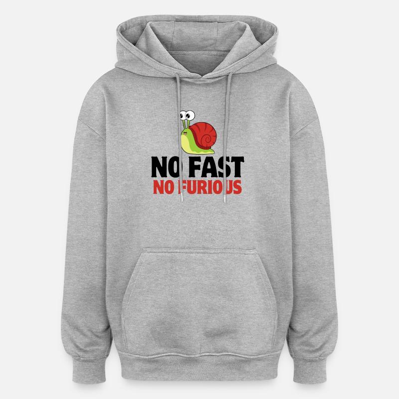 escargot, no fast, limace - Sweat à capuche oversize unisexe - gris chiné