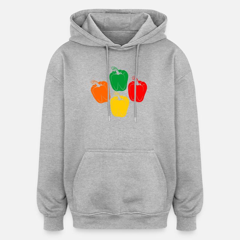 Quatre couleurs de poivrons - Sweat à capuche oversize unisexe - gris chiné