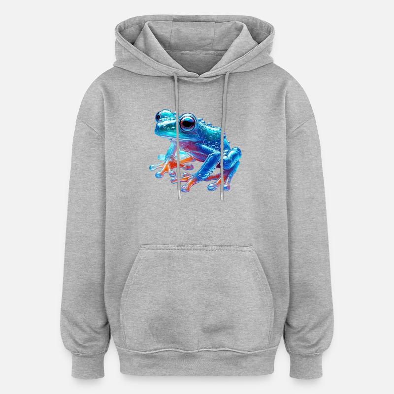 Frosch - Oversized Unisex Hoodie - Grau meliert
