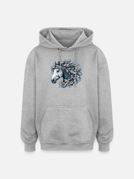 Cheval - Sweat à capuche oversize unisexe - gris chiné
