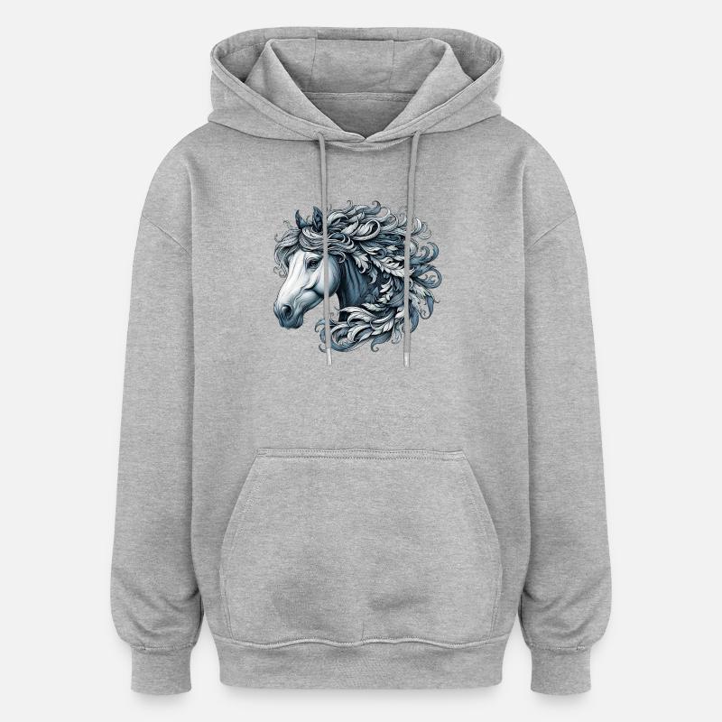 Cheval - Sweat à capuche oversize unisexe - gris chiné