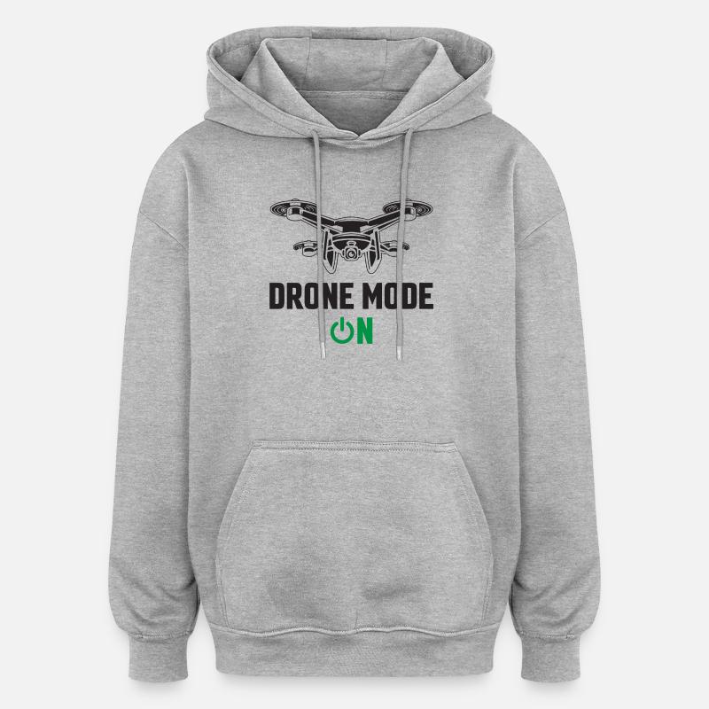 Drone Mode On - Oversized Unisex Hoodie - heather grey