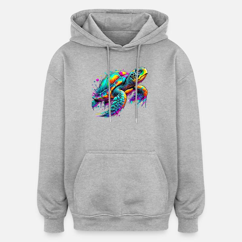 Tortue - Sweat à capuche oversize unisexe - gris chiné