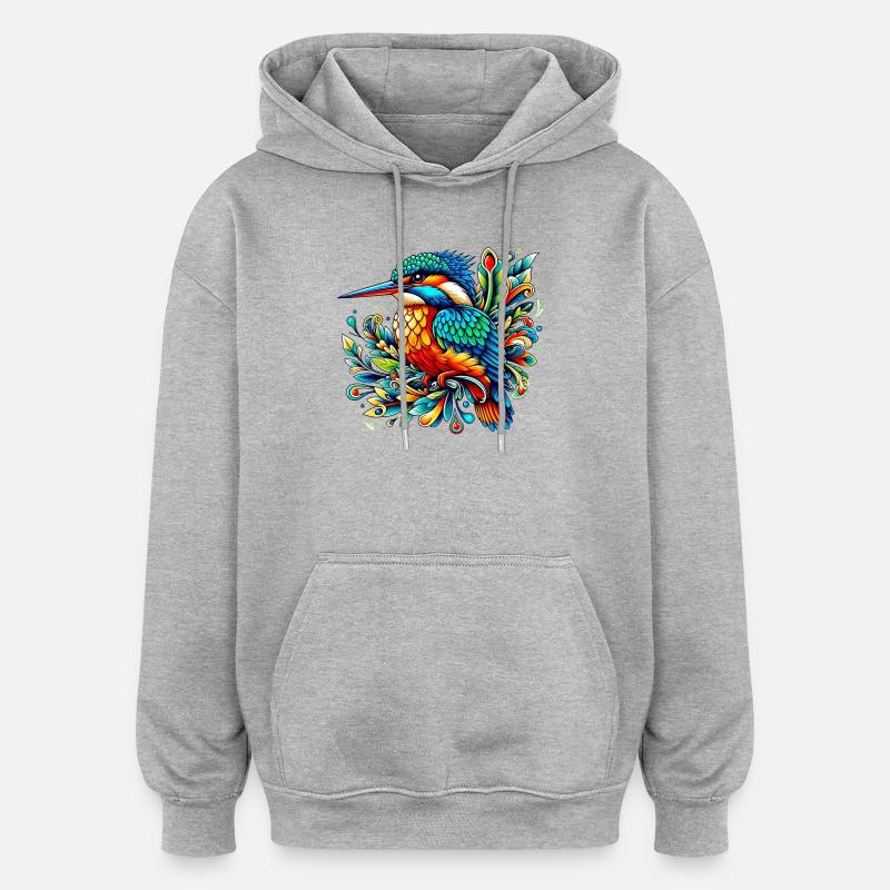 Martin-pêcheur - Sweat à capuche oversize unisexe - gris chiné