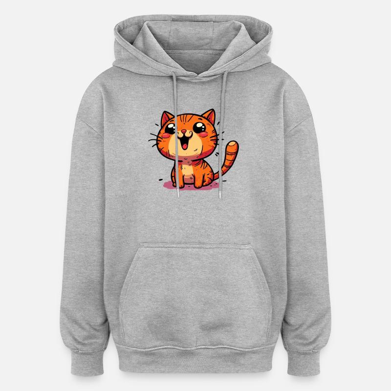 Chat - Sweat à capuche oversize unisexe - gris chiné