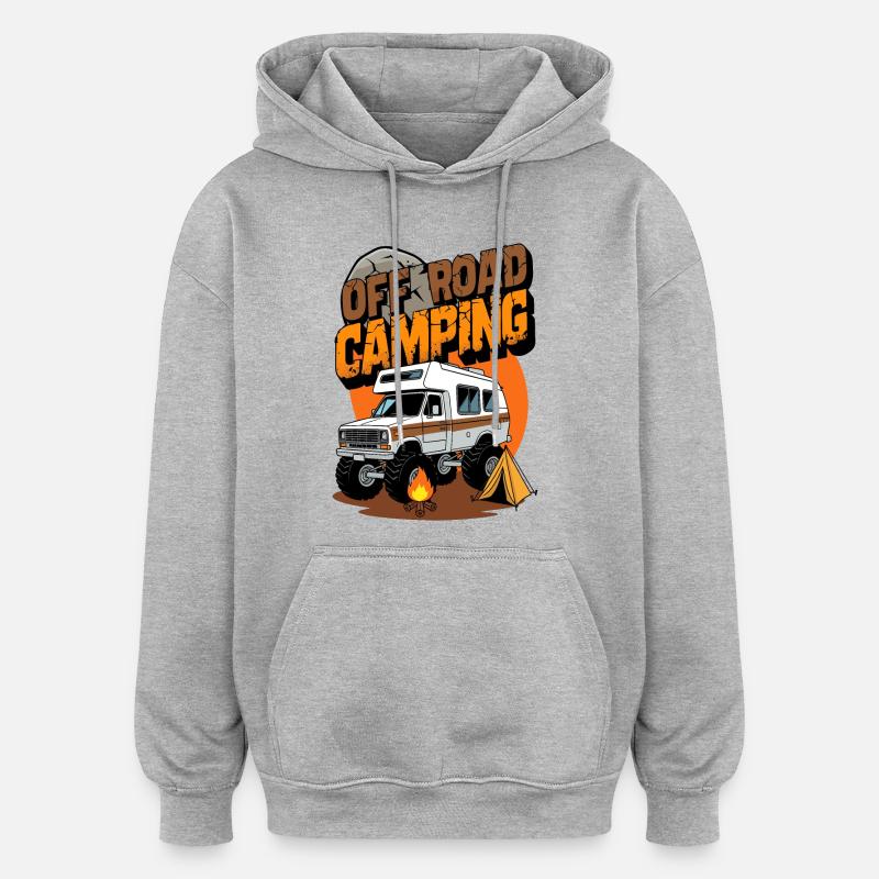 Camping tout-terrain - Sweat à capuche oversize unisexe - gris chiné