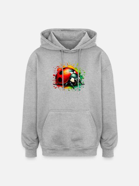 Coccinelle - Sweat à capuche oversize unisexe - gris chiné