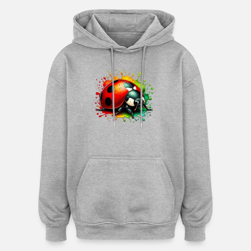 Marienkäfer - Oversized Unisex Hoodie - Grau meliert
