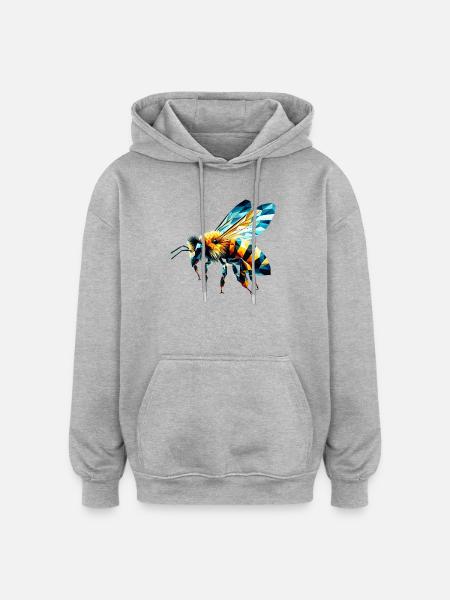 Polygonal Bee - Oversized Unisex Hoodie - heather grey