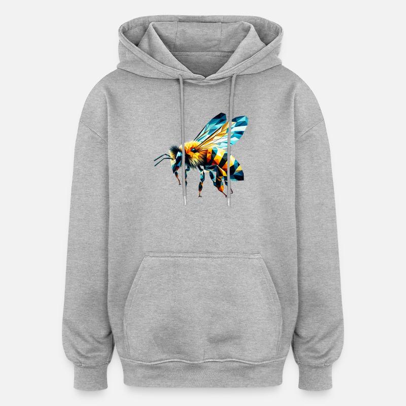 Abeille polygonale - Sweat à capuche oversize unisexe - gris chiné