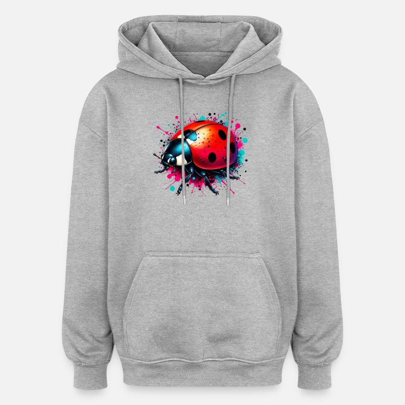 Marienkäfer - Oversized Unisex Hoodie - Grau meliert
