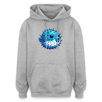 Kugelfisch - Oversized Unisex Hoodie - Grau meliert - Vorne - Noah (186cm)