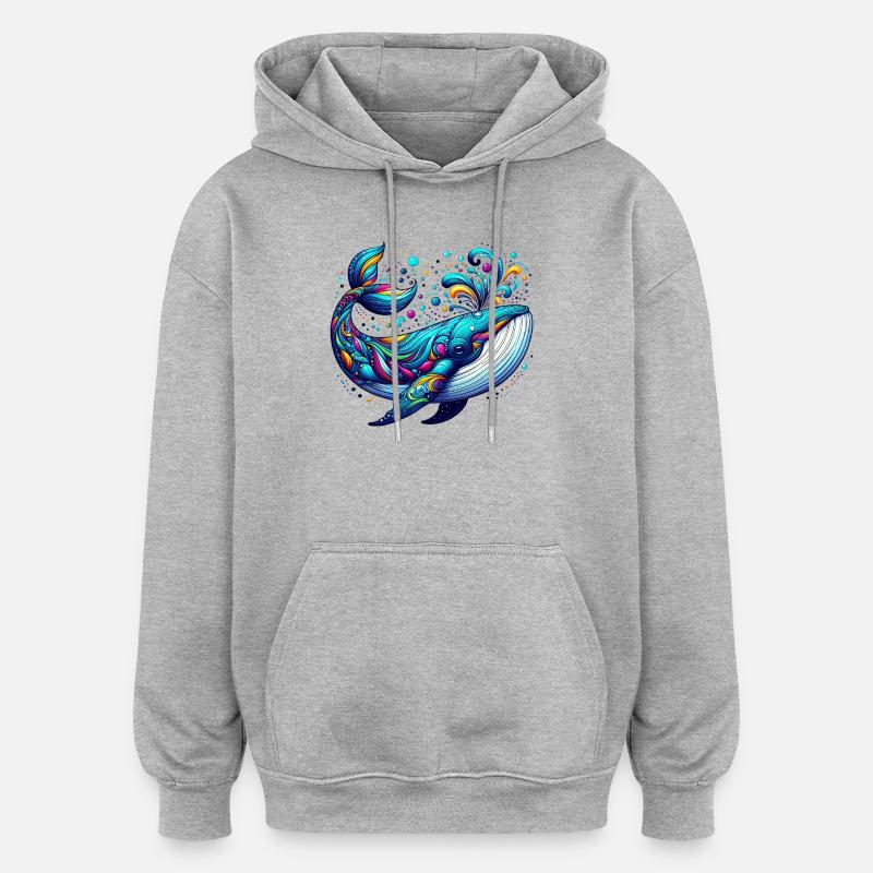 Wal - Oversized Unisex Hoodie - Grau meliert