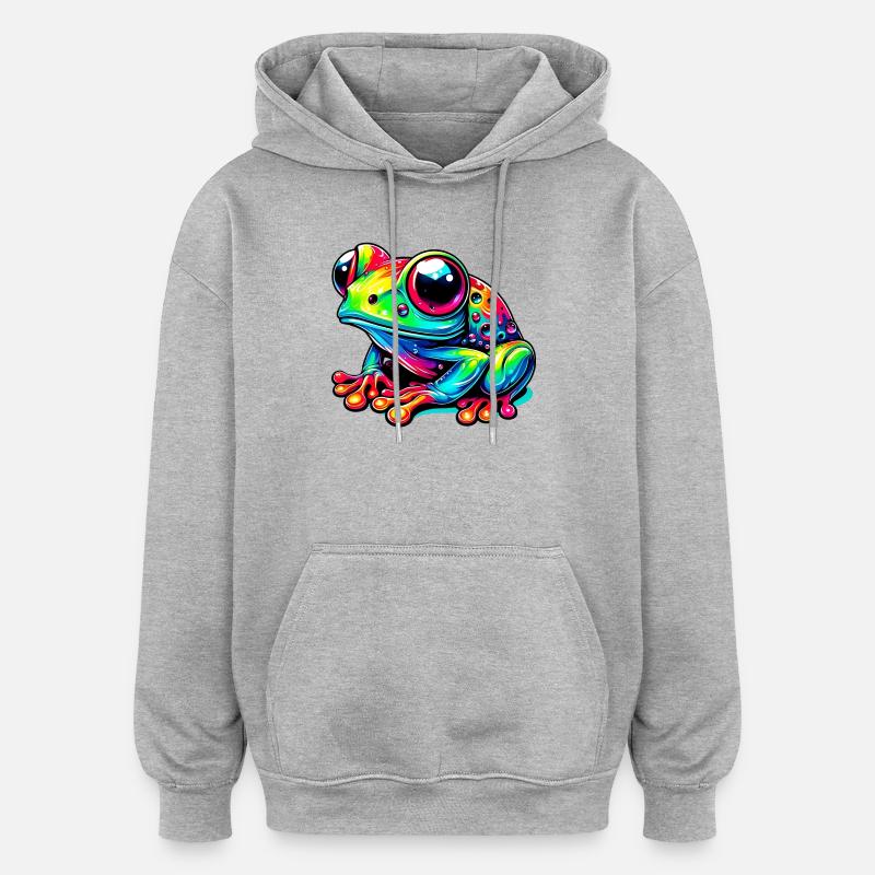 Grenouille - Sweat à capuche oversize unisexe - gris chiné