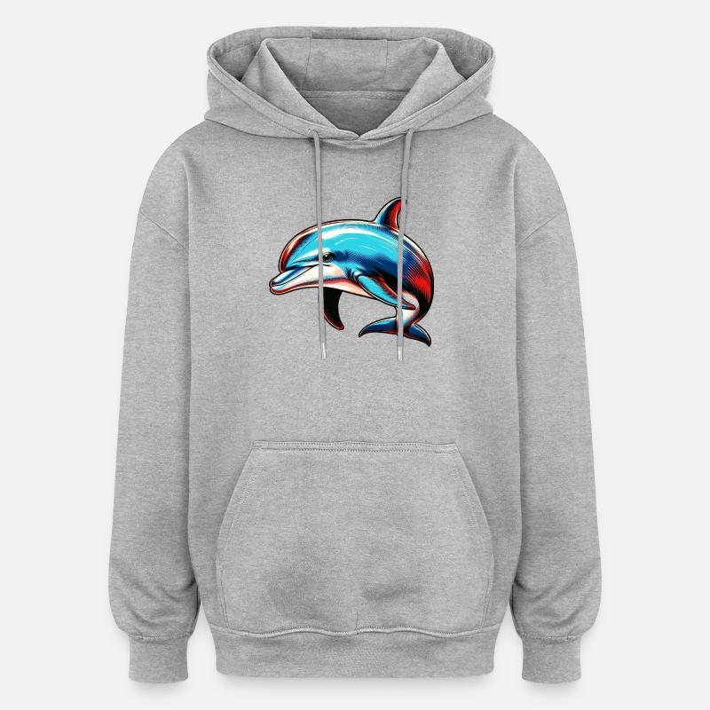 Dauphin - Sweat à capuche oversize unisexe - gris chiné