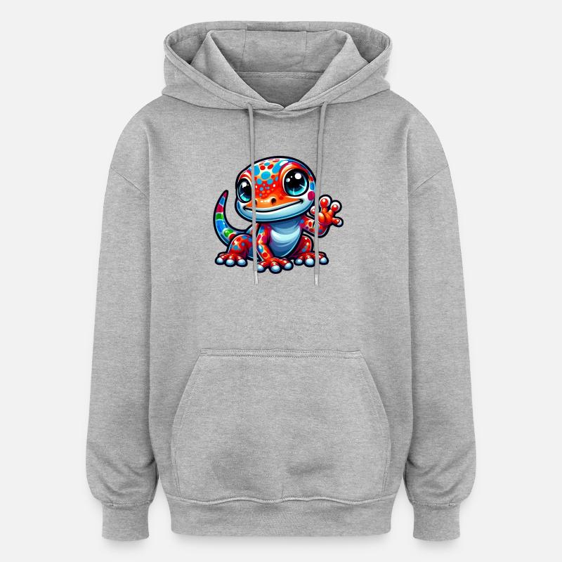 Gecko - Sweat à capuche oversize unisexe - gris chiné