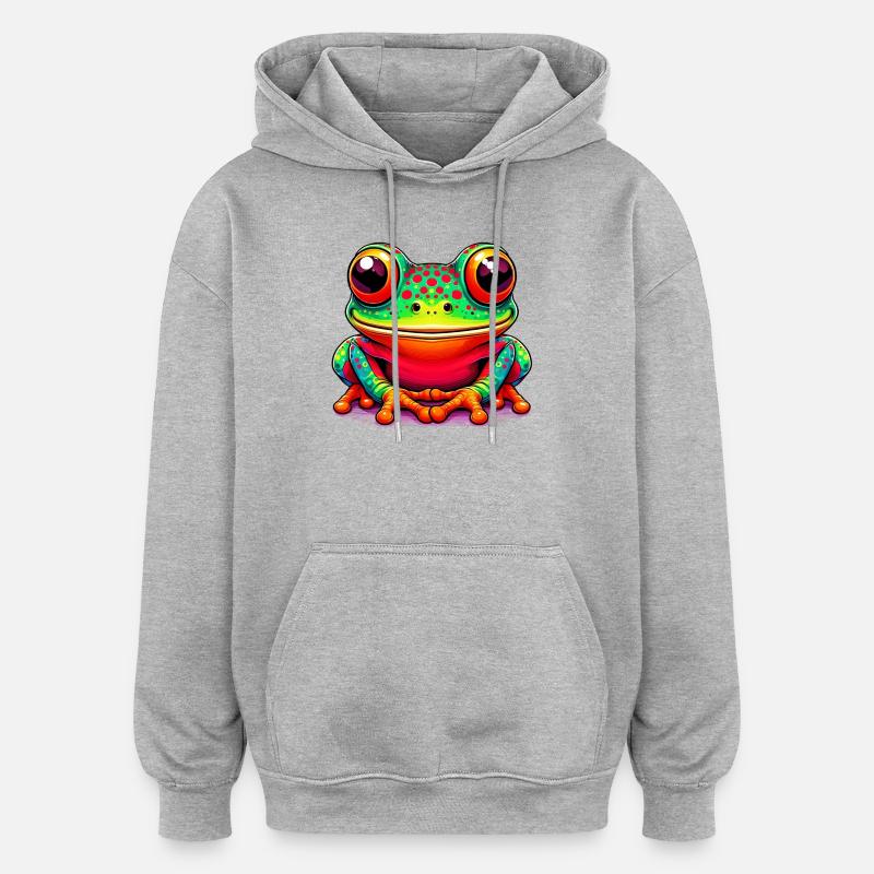 Frosch - Oversized Unisex Hoodie - Grau meliert