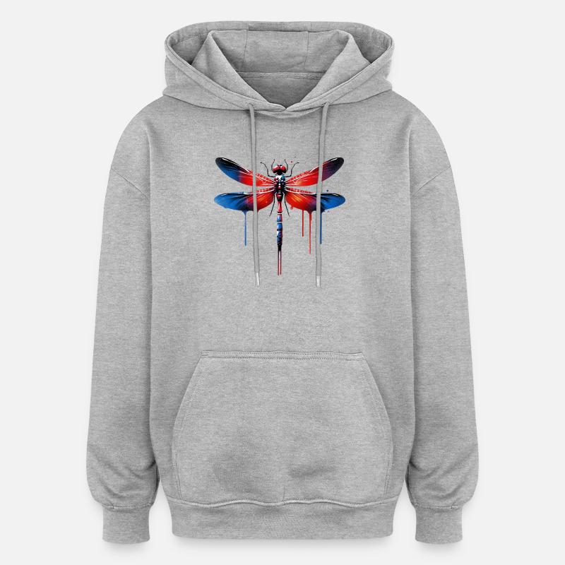 Libellule - Sweat à capuche oversize unisexe - gris chiné