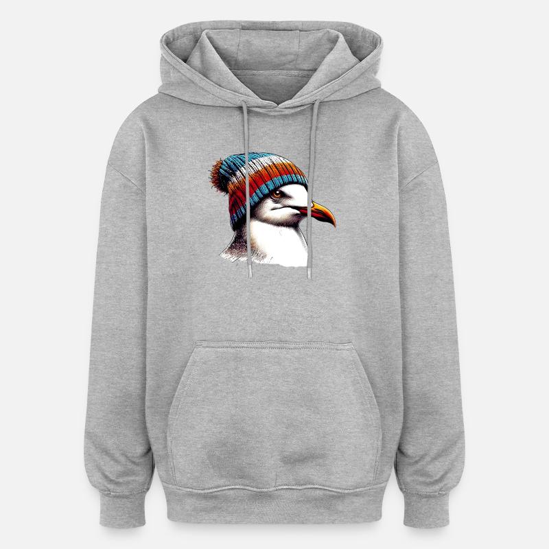 Mouette - Sweat à capuche oversize unisexe - gris chiné