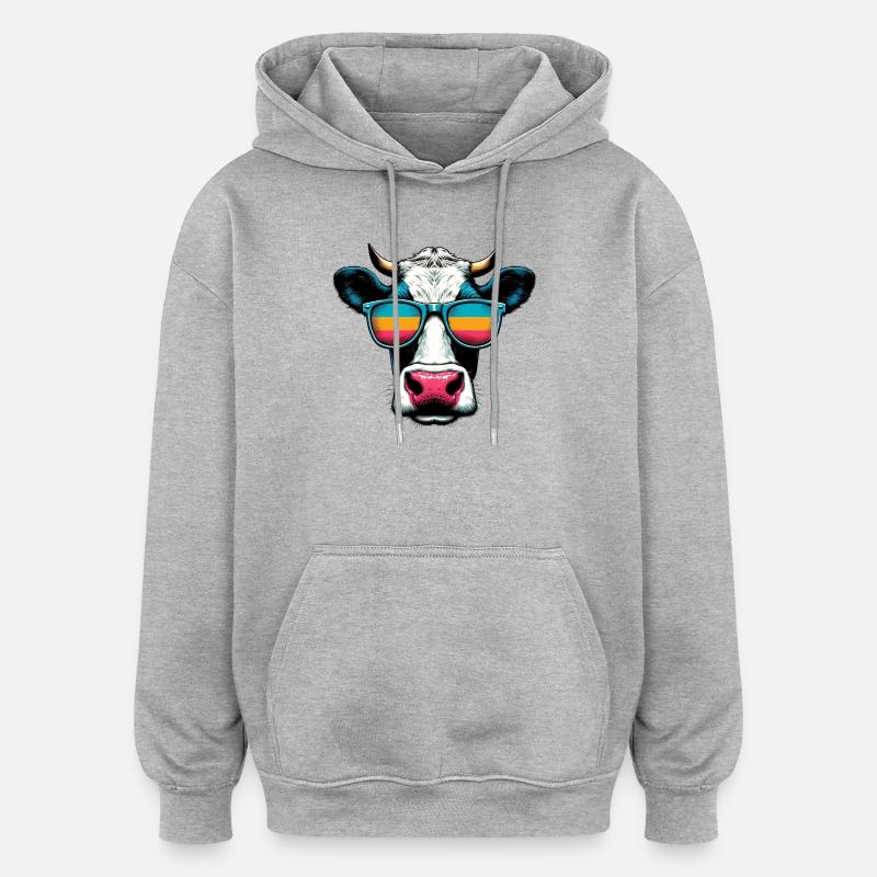 Vache - Sweat à capuche oversize unisexe - gris chiné