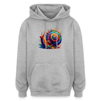 Schnecke - Oversized Unisex Hoodie - Grau meliert - Vorne - Noah (186cm)