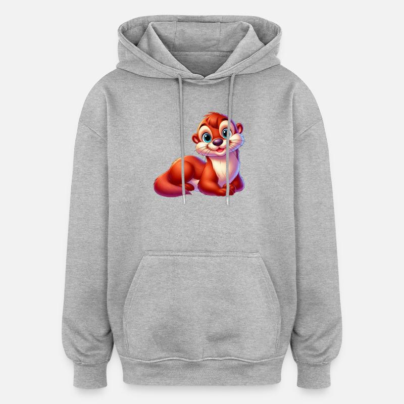 Loutre - Sweat à capuche oversize unisexe - gris chiné