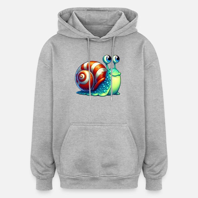 Escargot - Sweat à capuche oversize unisexe - gris chiné