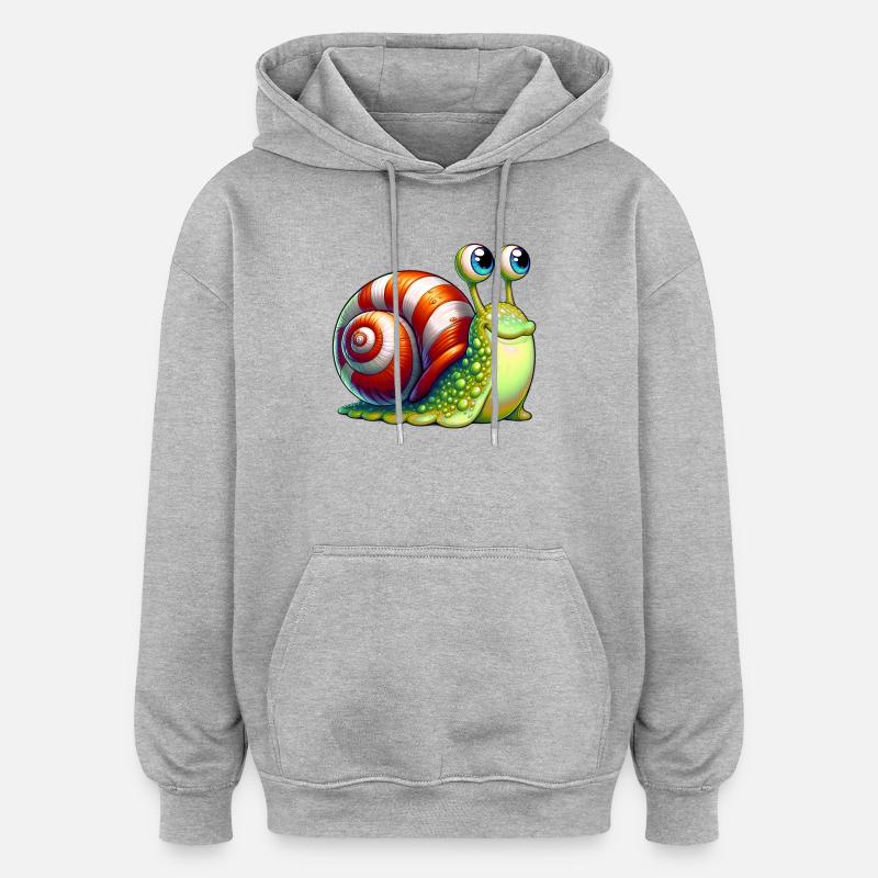 Escargot - Sweat à capuche oversize unisexe - gris chiné