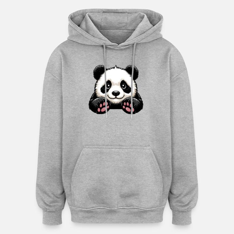 Panda - Sweat à capuche oversize unisexe - gris chiné