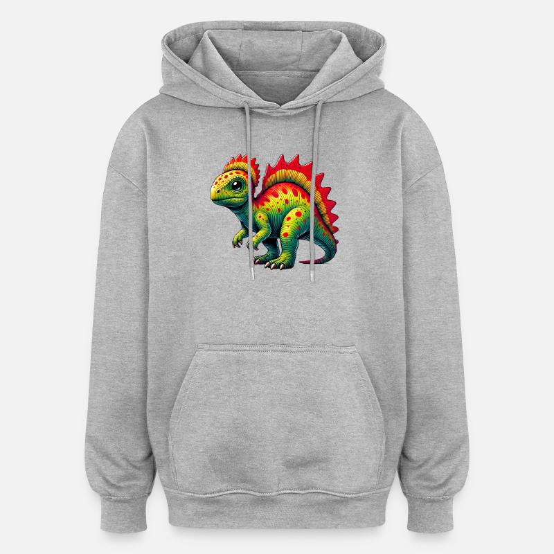 Dinosaure - Sweat à capuche oversize unisexe - gris chiné