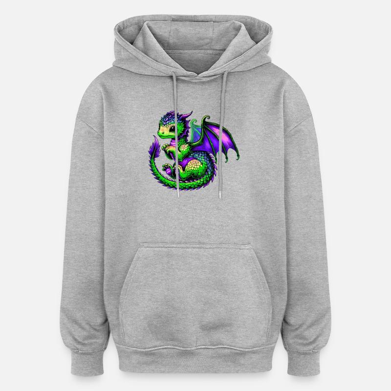 Dragon - Sweat à capuche oversize unisexe - gris chiné