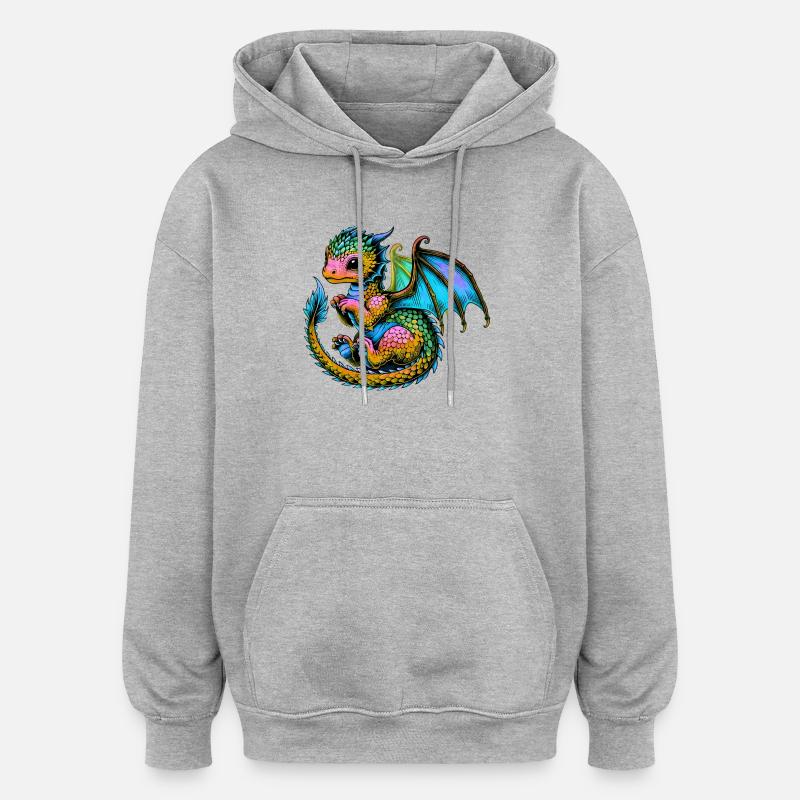 Dragon - Sweat à capuche oversize unisexe - gris chiné