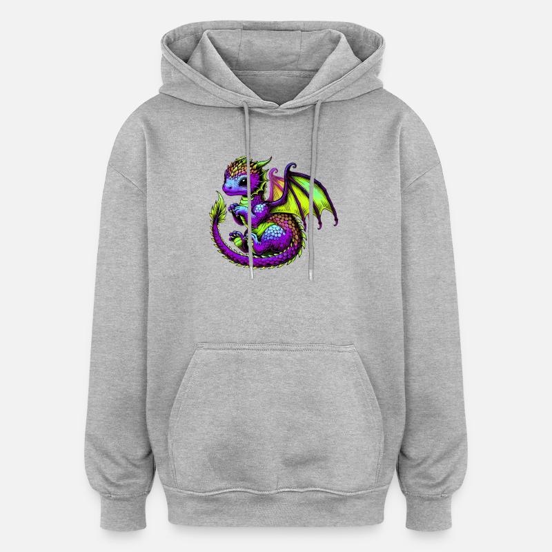 Dragon - Sweat à capuche oversize unisexe - gris chiné